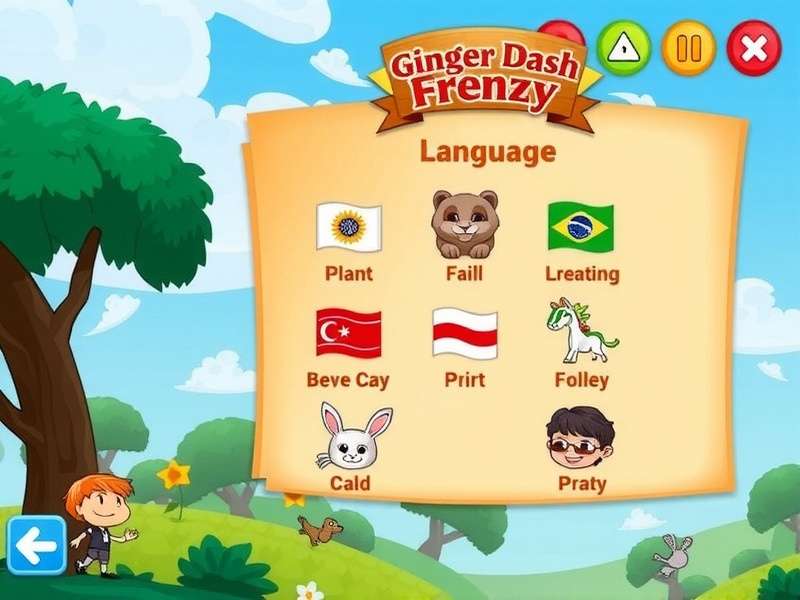 Ginger Dash Frenzy - Language selection screen with 18 Indian languages Ginger Dash Frenzy Language Selection